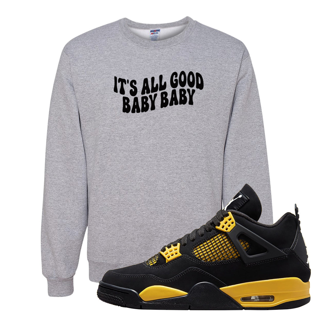 Yellow Black Thunder 4s Crewneck Sweatshirt | All Good Baby, Ash