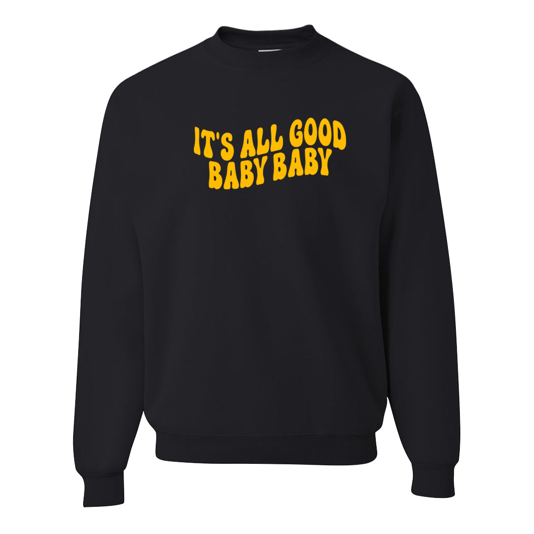 Yellow Black Thunder 4s Crewneck Sweatshirt | All Good Baby, Black
