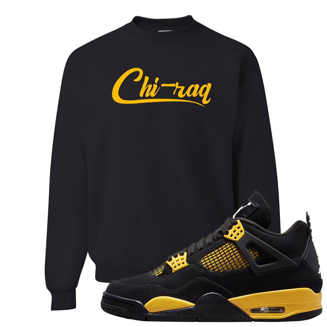 Yellow Black Thunder 4s Crewneck Sweatshirt | Chiraq, Black