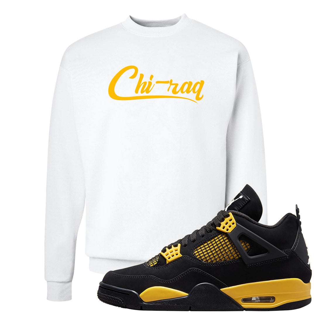 Yellow Black Thunder 4s Crewneck Sweatshirt | Chiraq, White