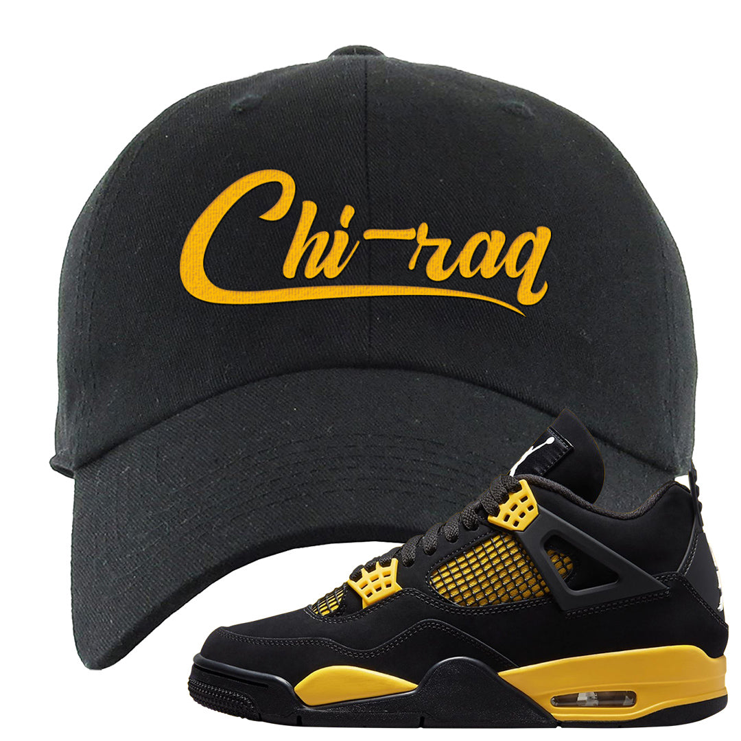Yellow Black Thunder 4s Dad Hat | Chiraq, Black
