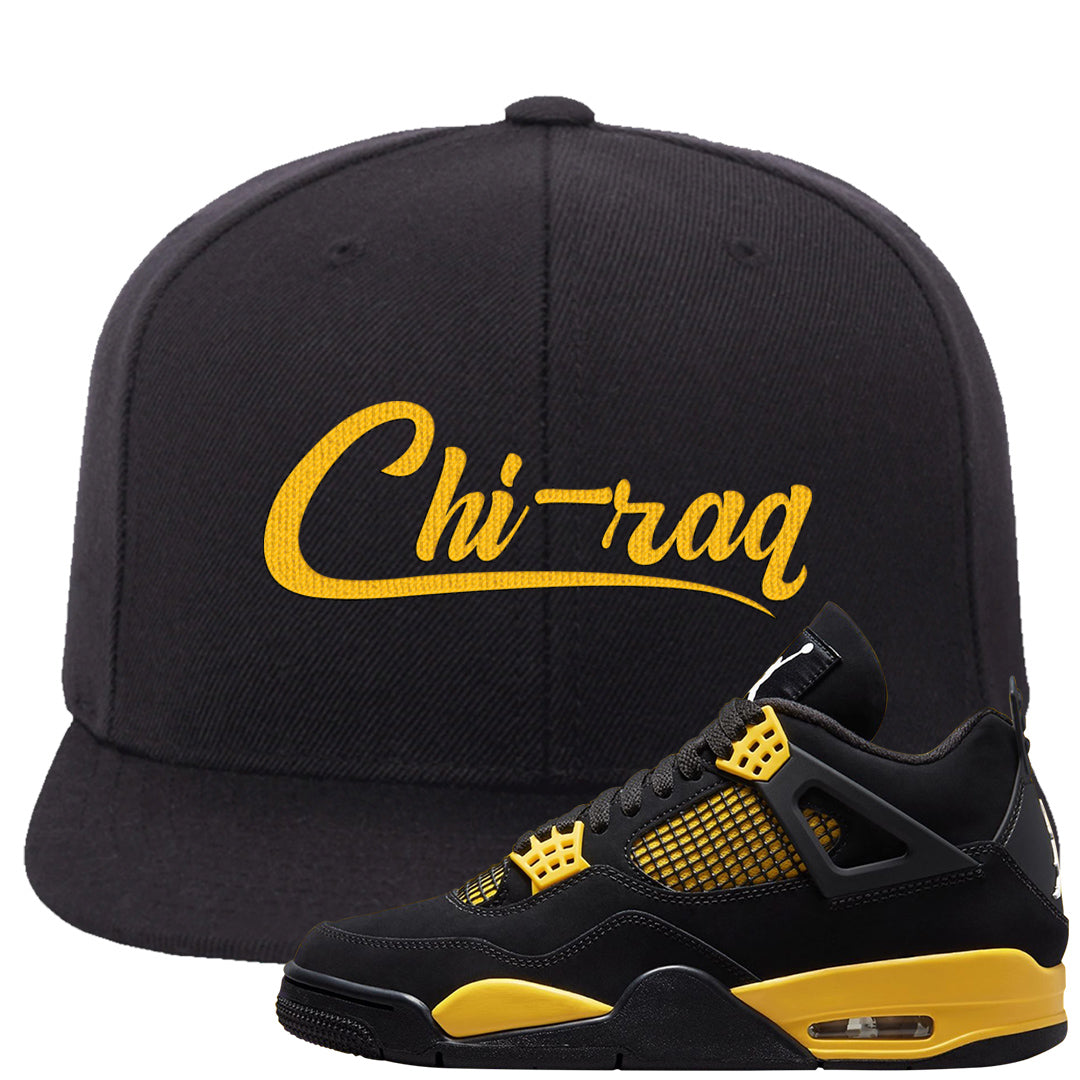 Yellow Black Thunder 4s Snapback Hat | Chiraq, Black