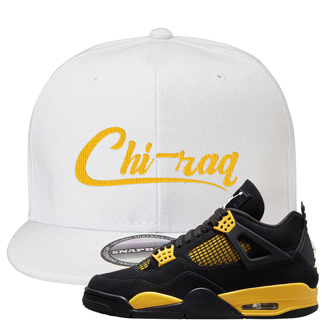 Yellow Black Thunder 4s Snapback Hat | Chiraq, White
