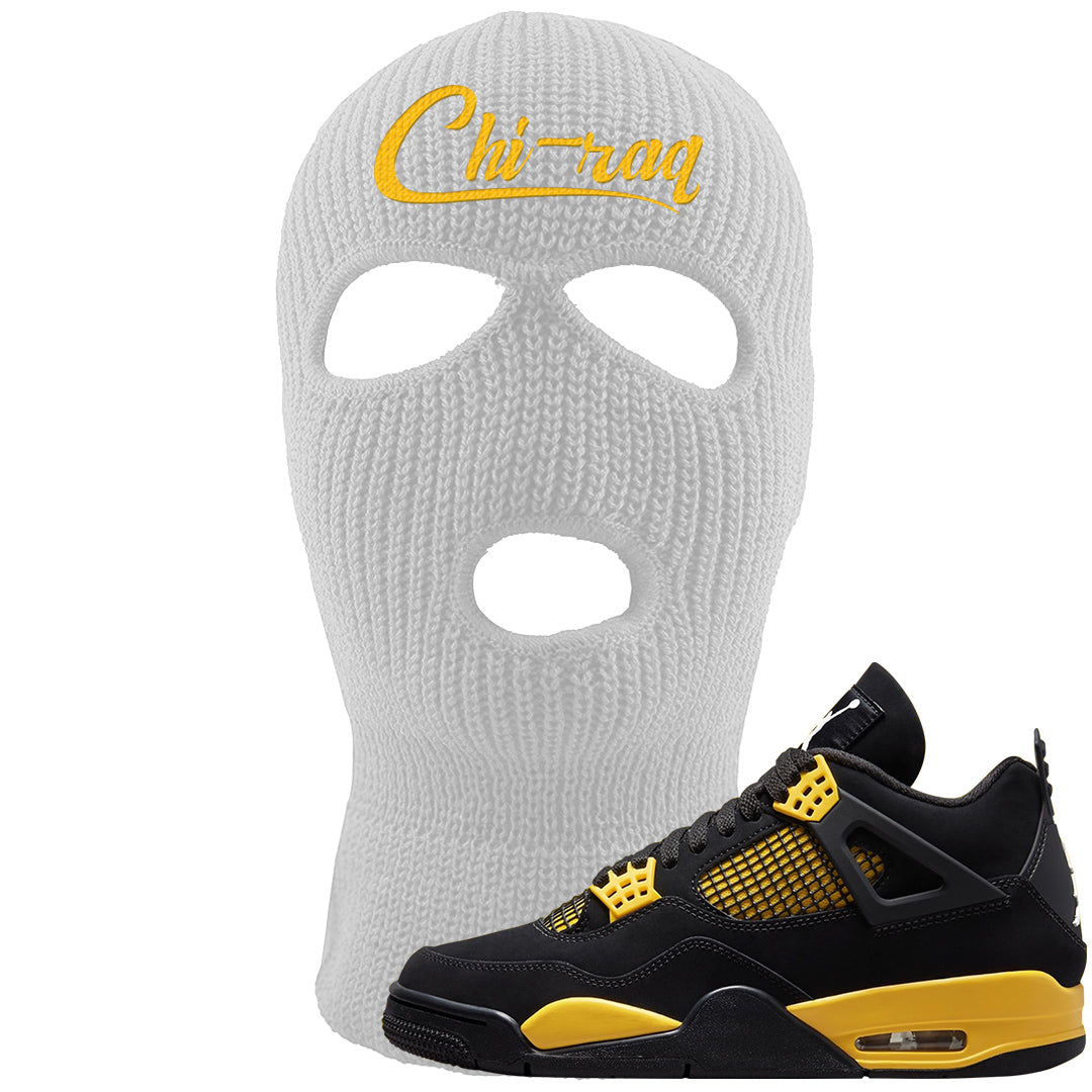 Yellow Black Thunder 4s Ski Mask | Chiraq, White