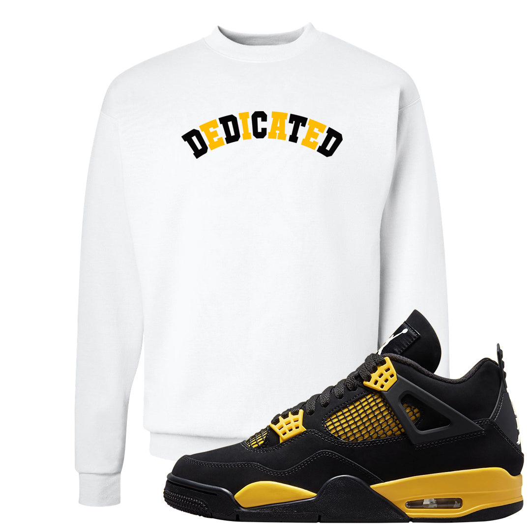 Yellow Black Thunder 4s Crewneck Sweatshirt | Dedicated, White