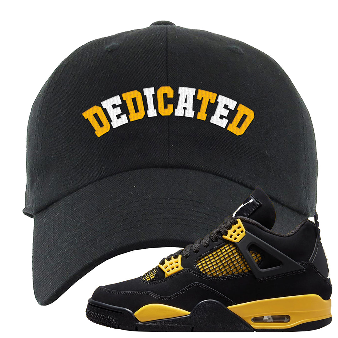 Yellow Black Thunder 4s Dad Hat | Dedicated, Black