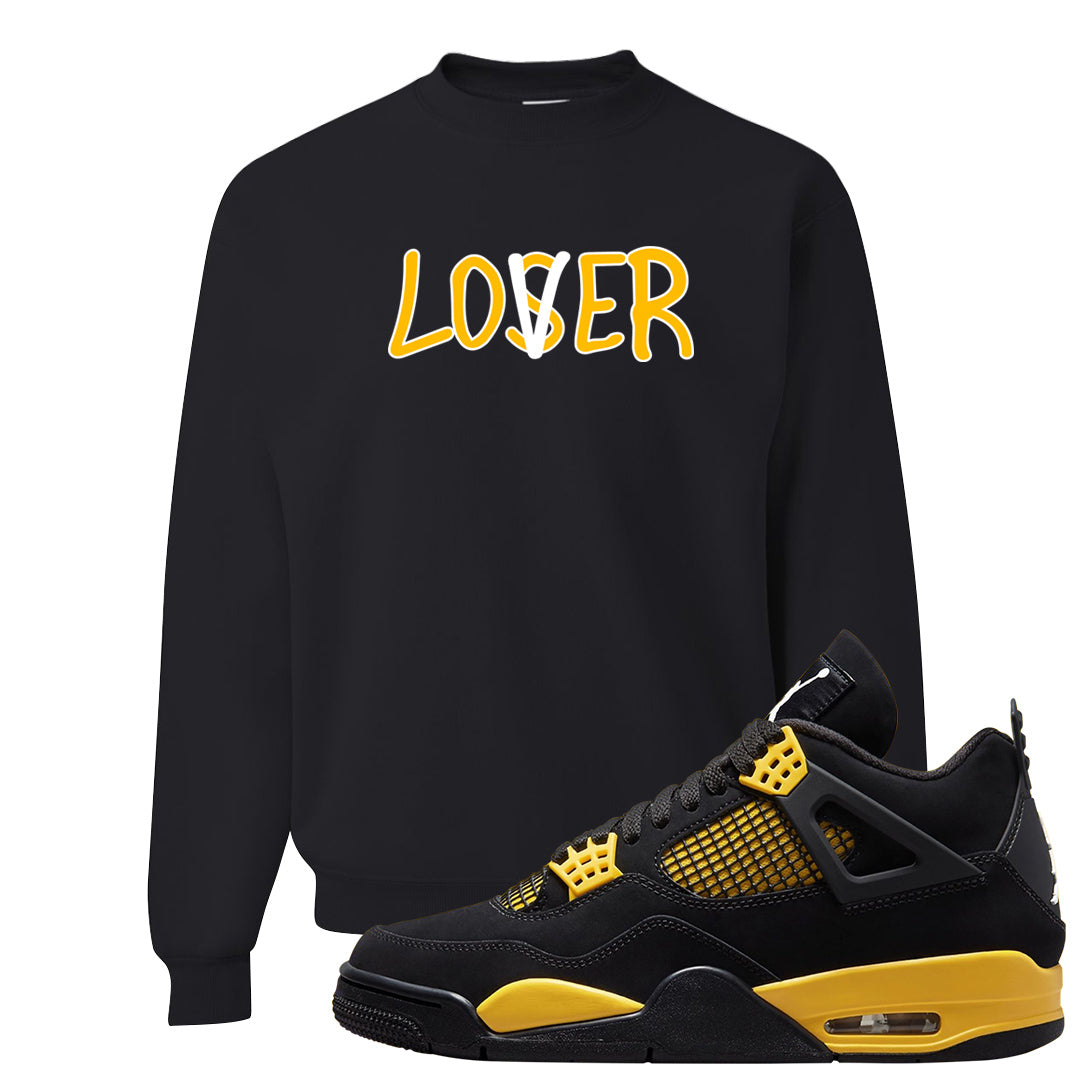 Yellow Black Thunder 4s Crewneck Sweatshirt | Lover, Black