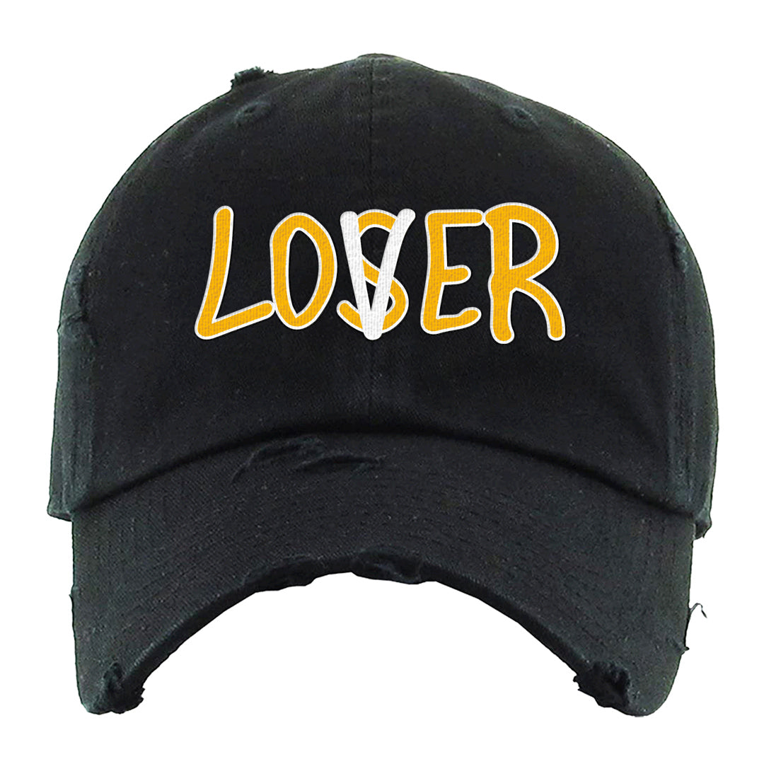 Yellow Black Thunder 4s Distressed Dad Hat | Lover, Black
