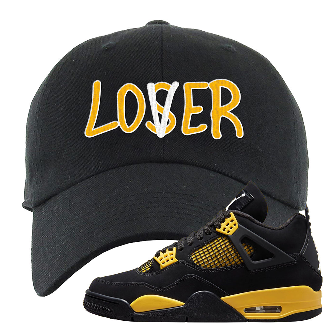 Yellow Black Thunder 4s Dad Hat | Lover, Black