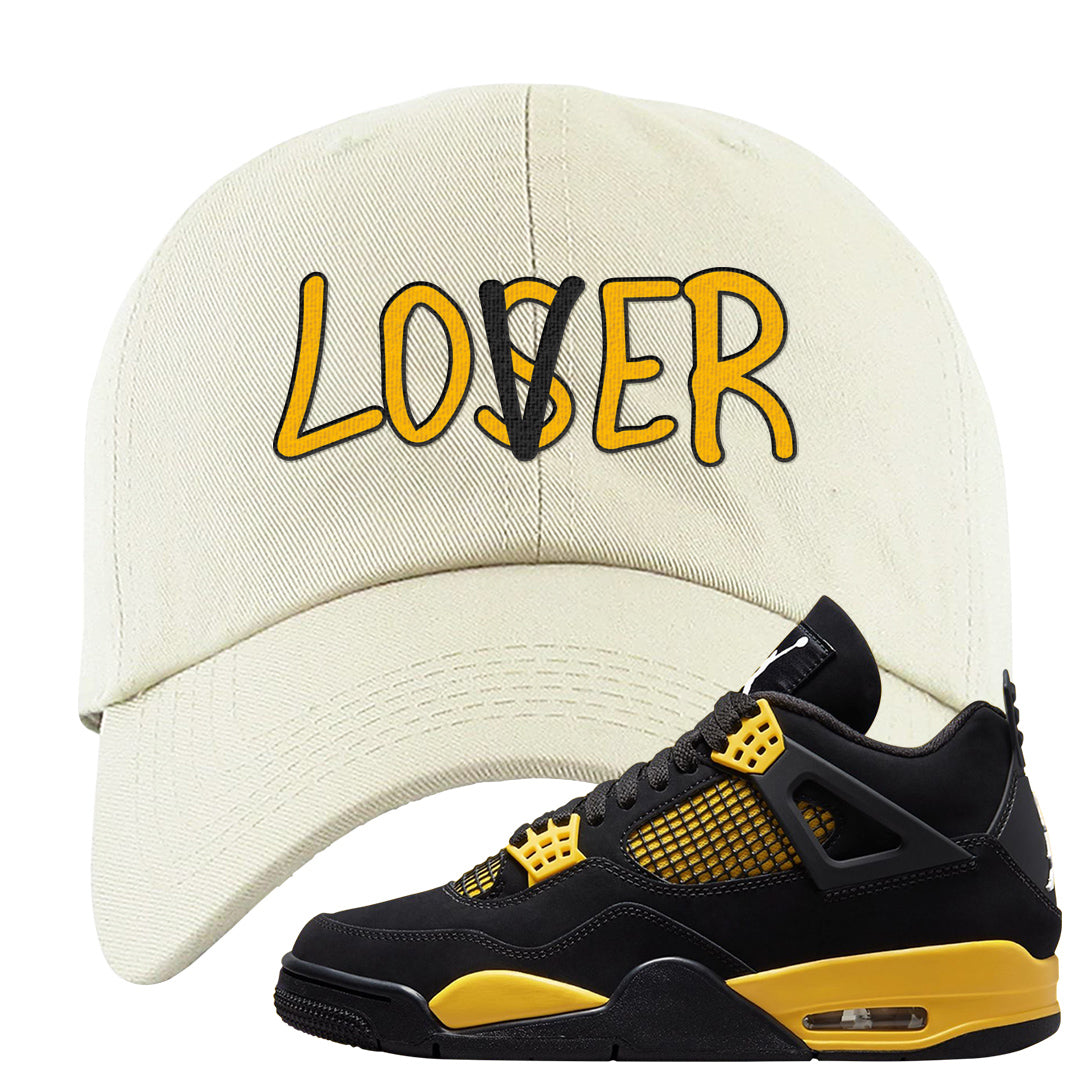 Yellow Black Thunder 4s Dad Hat | Lover, White