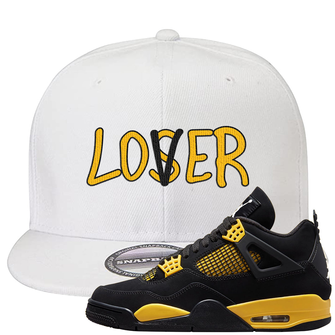 Yellow Black Thunder 4s Snapback Hat | Lover, White