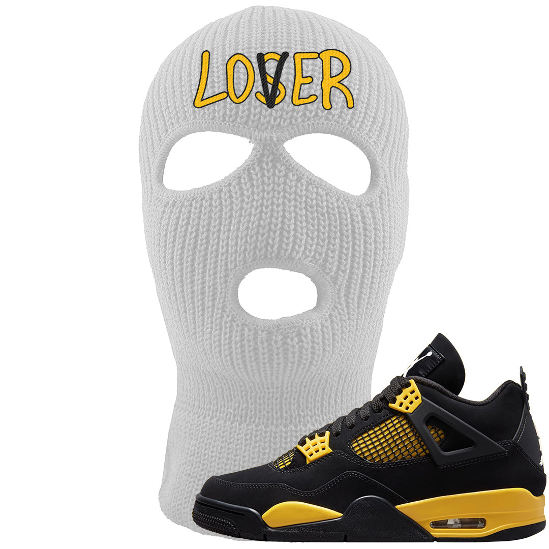 Yellow Black Thunder 4s Ski Mask | Lover, White