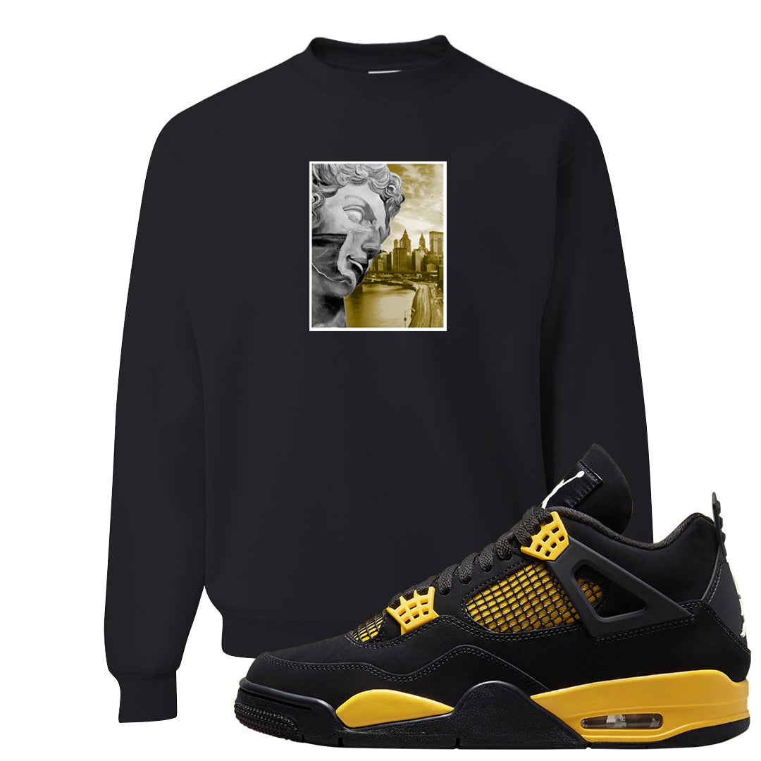 Yellow Black Thunder 4s Crewneck Sweatshirt | Miguel, Black