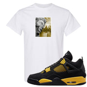 Yellow Black Thunder 4s T Shirt | Miguel, White