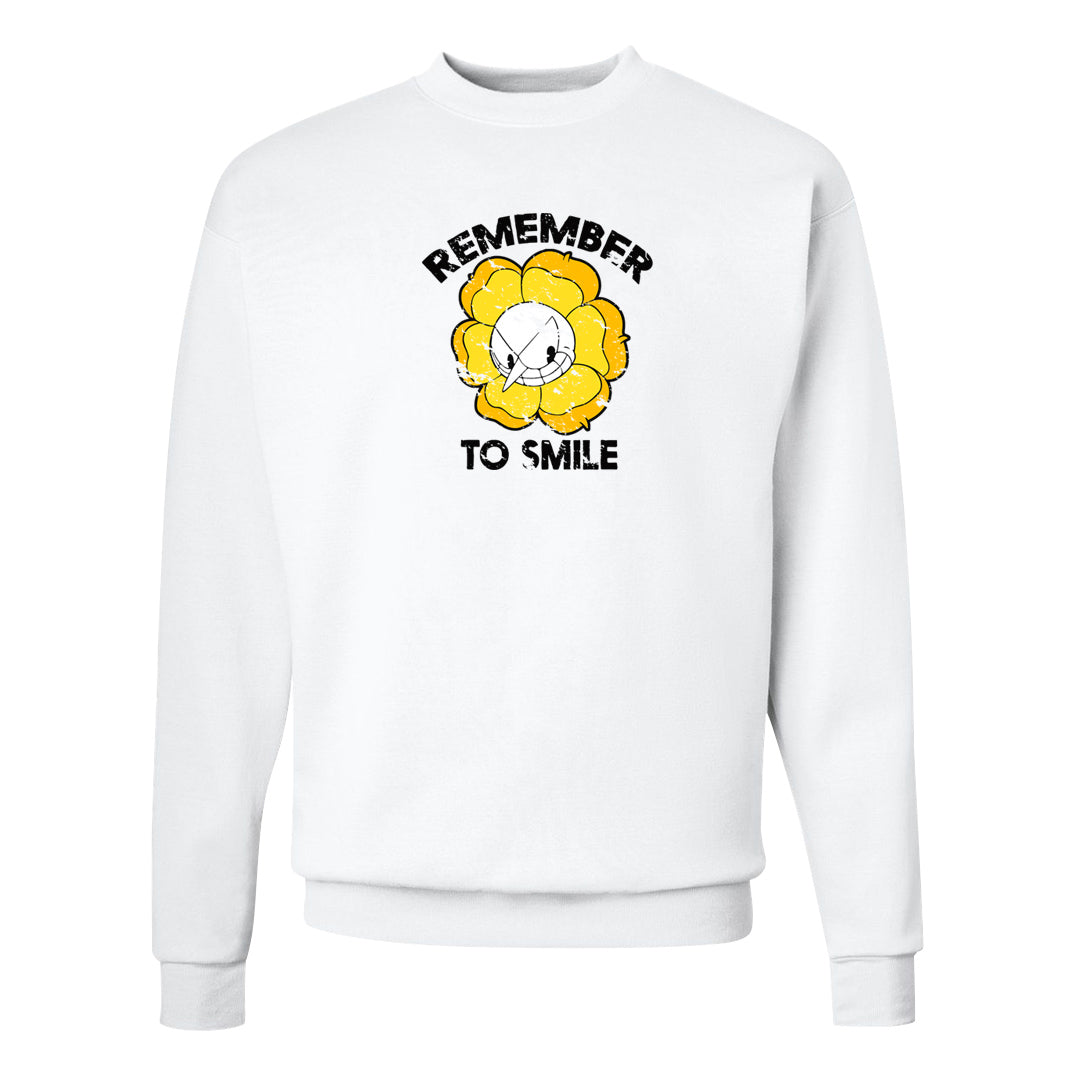 Yellow Black Thunder 4s Crewneck Sweatshirt | Remember To Smile, White