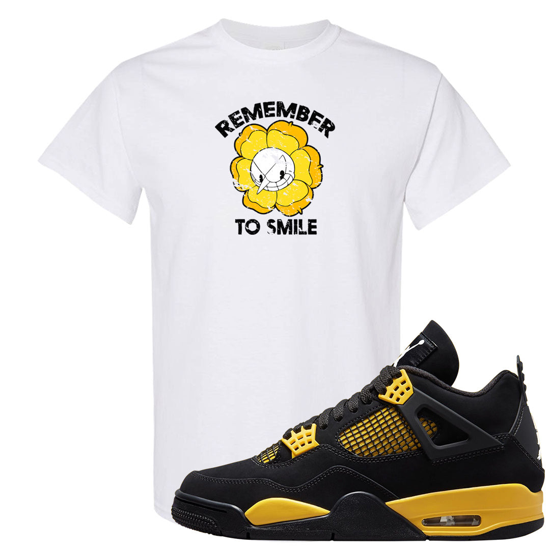 Yellow Black Thunder 4s T Shirt | Remember To Smile, White