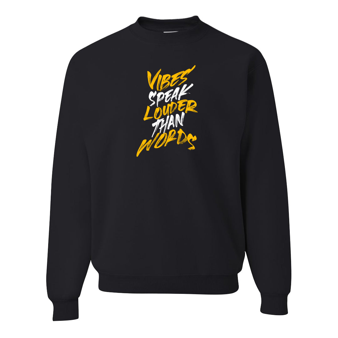 Yellow Black Thunder 4s Crewneck Sweatshirt | Vibes Speak Louder Than Words, Black