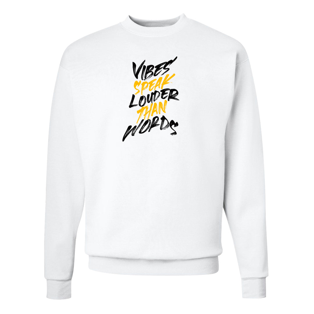 Yellow Black Thunder 4s Crewneck Sweatshirt | Vibes Speak Louder Than Words, White