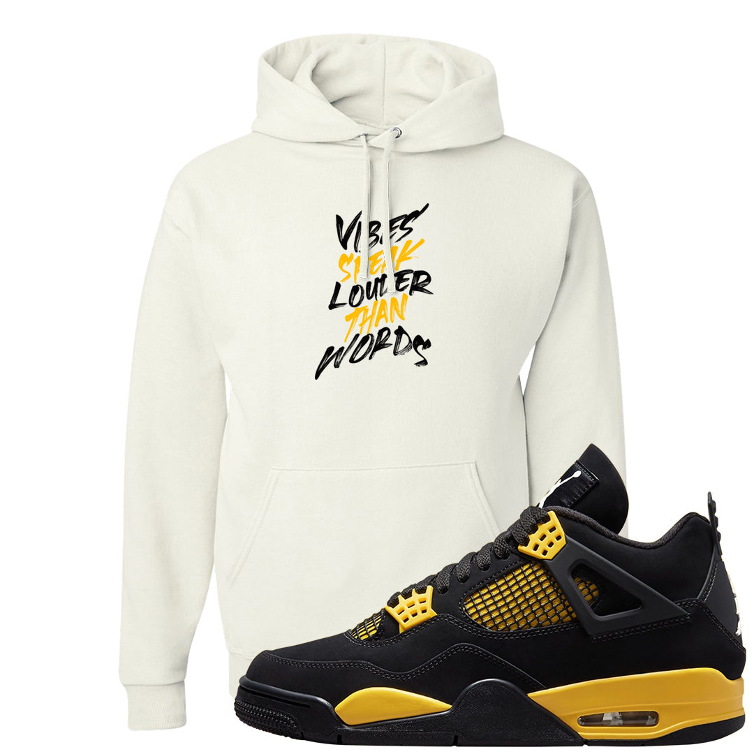 Yellow Black Thunder 4s Hoodie | Vibes Speak Louder Than Words, White