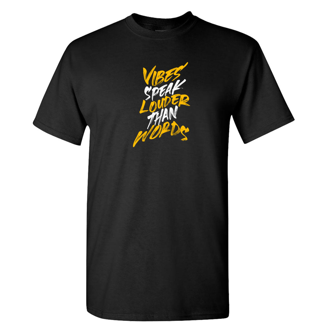 Yellow Black Thunder 4s T Shirt | Vibes Speak Louder Than Words, Black