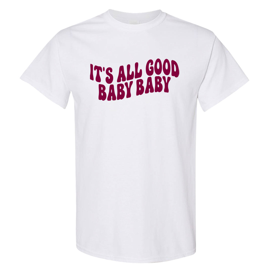 Burgundy 5s T Shirt | All Good Baby, White