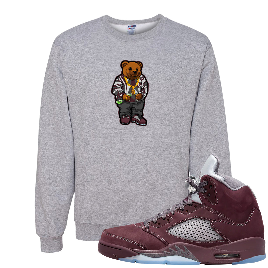 Burgundy 5s Crewneck Sweatshirt | Sweater Bear, Ash