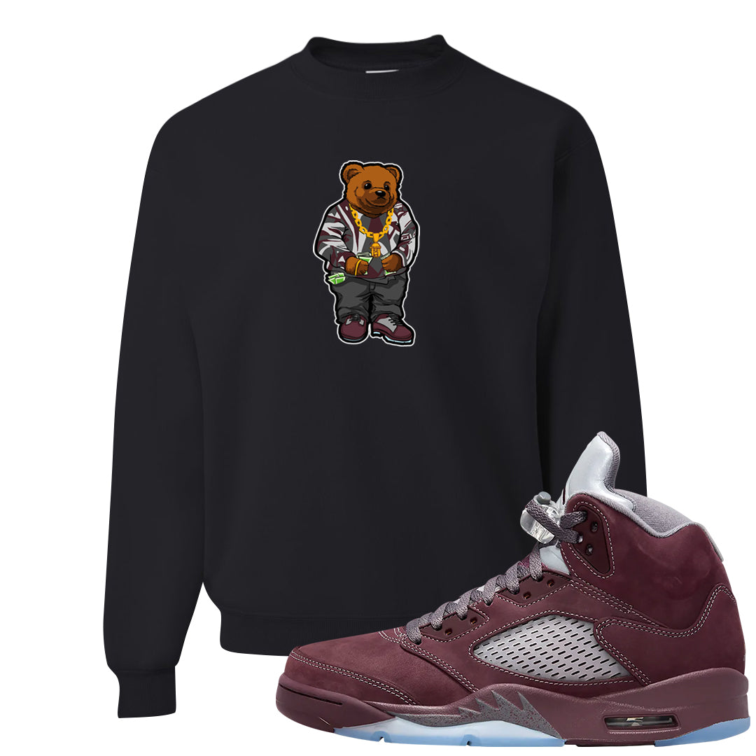 Burgundy 5s Crewneck Sweatshirt | Sweater Bear, Black