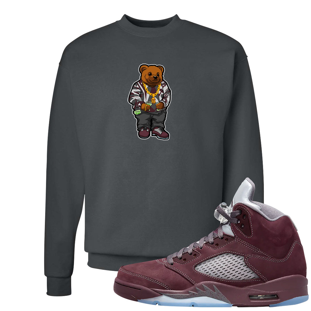 Burgundy 5s Crewneck Sweatshirt | Sweater Bear, Smoke Grey