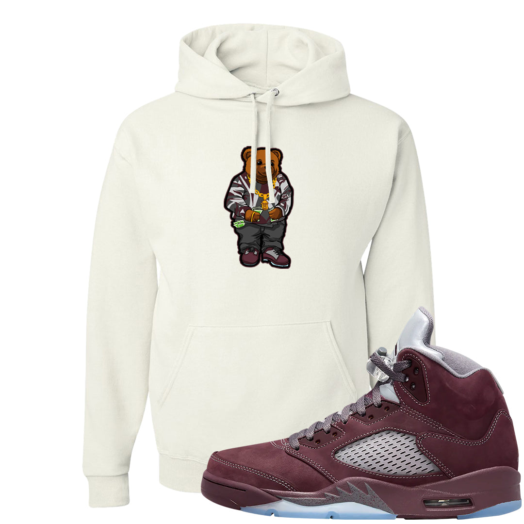 Burgundy 5s Hoodie | Sweater Bear, White