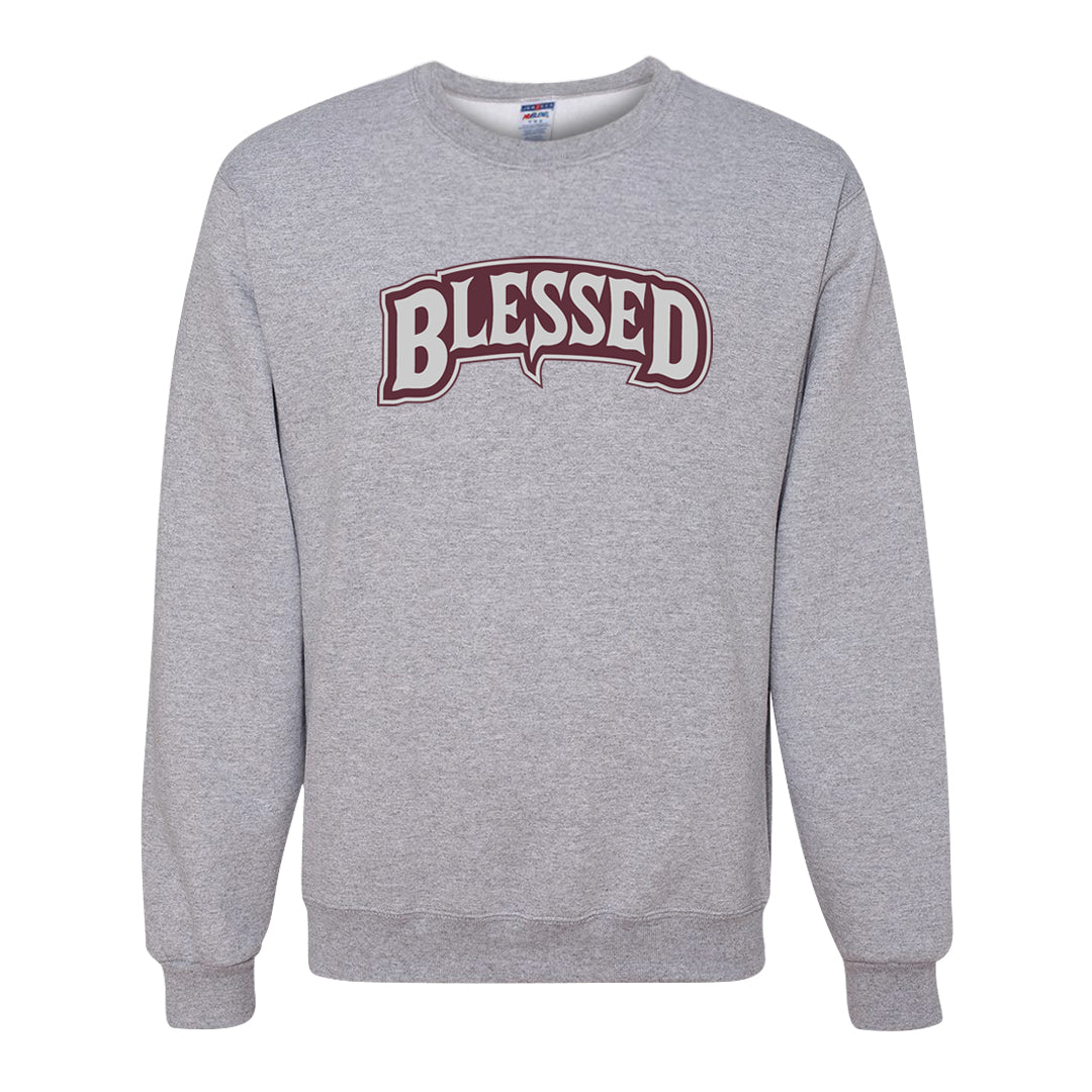 Burgundy 5s Crewneck Sweatshirt | Blessed Arch, Ash
