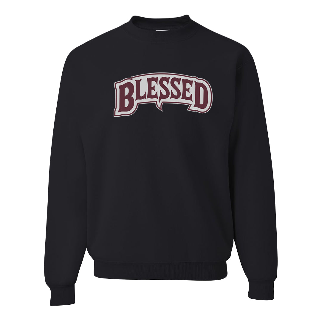 Burgundy 5s Crewneck Sweatshirt | Blessed Arch, Black