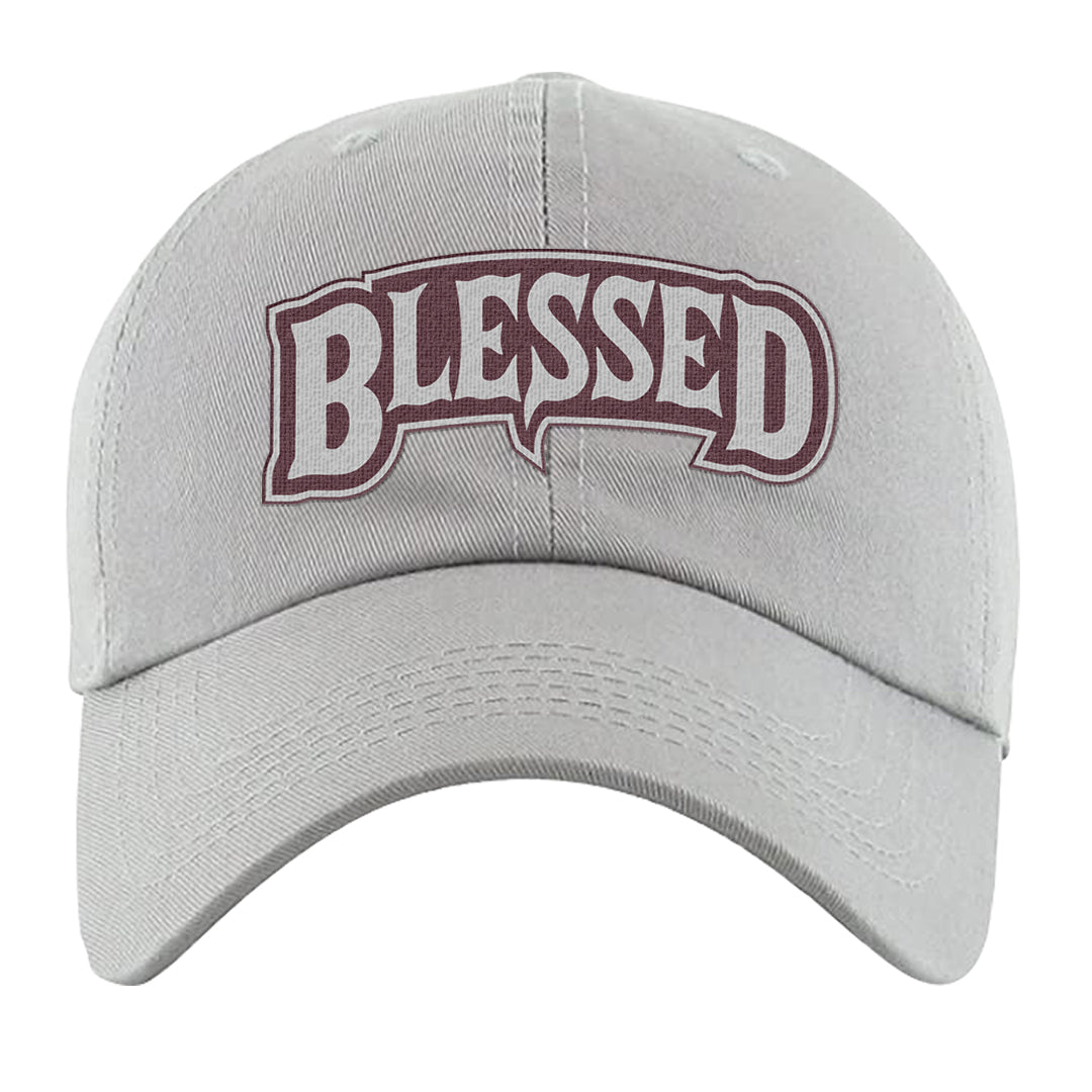 Burgundy 5s Dad Hat | Blessed Arch, Light Gray