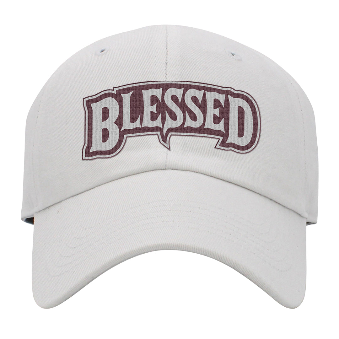 Burgundy 5s Dad Hat | Blessed Arch, White
