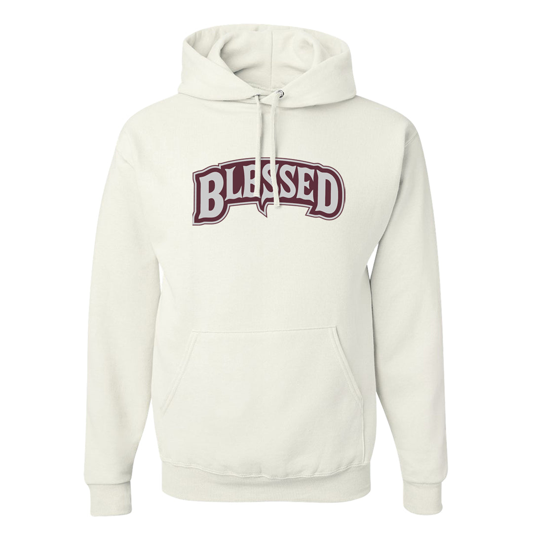 Burgundy 5s Hoodie | Blessed Arch, White