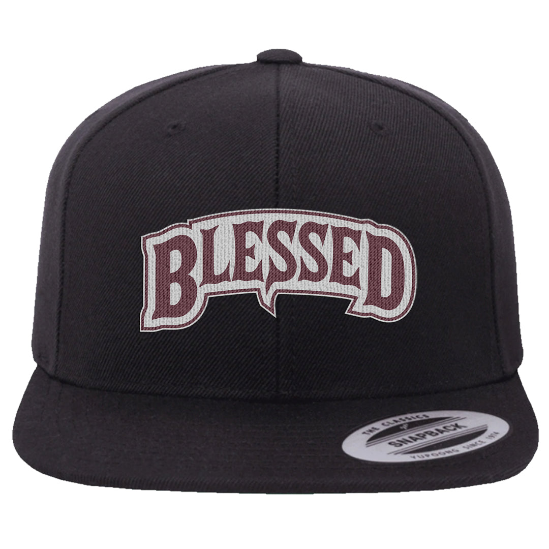 Burgundy 5s Snapback Hat | Blessed Arch, Black