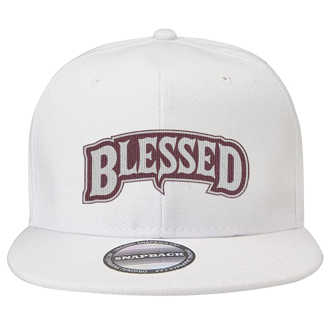 Burgundy 5s Snapback Hat | Blessed Arch, White