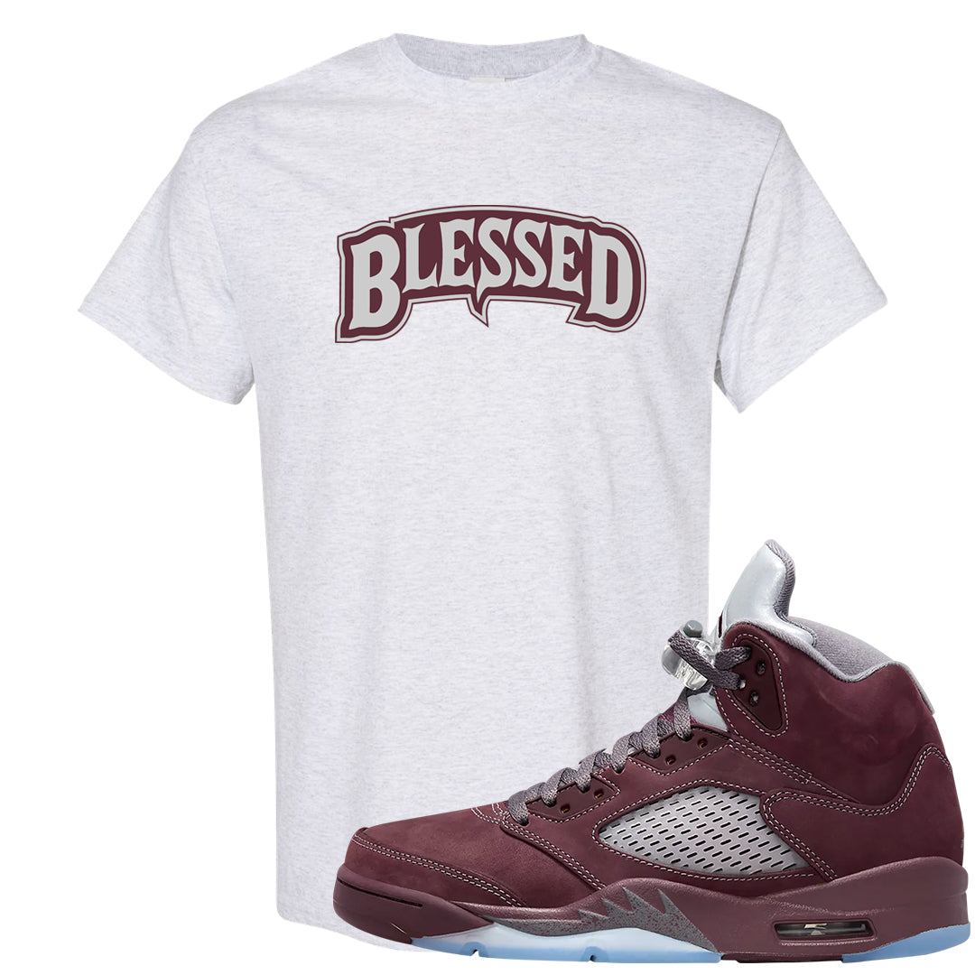 Burgundy 5s T Shirt | Blessed Arch, Ash