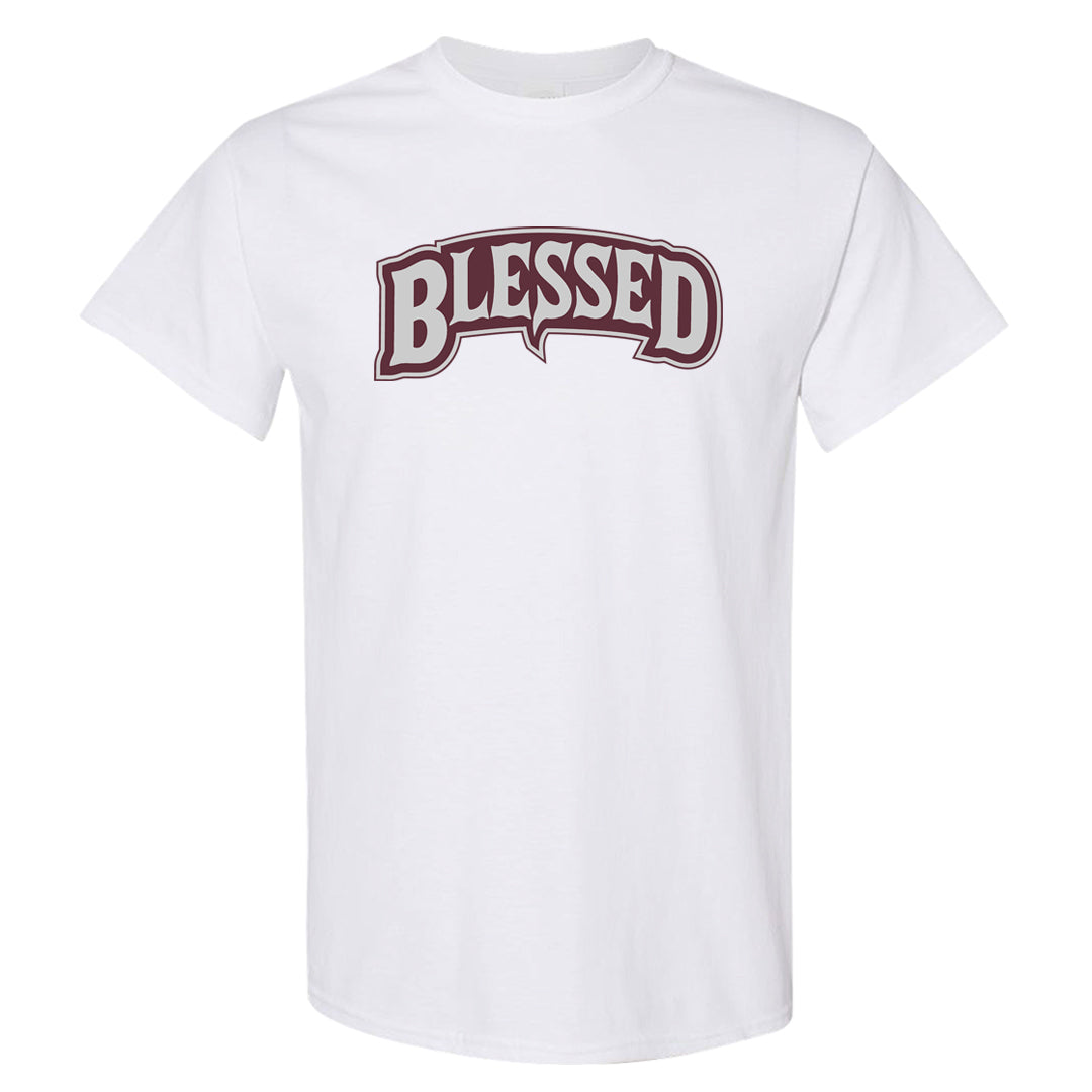 Burgundy 5s T Shirt | Blessed Arch, White