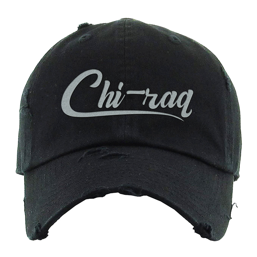 Burgundy 5s Distressed Dad Hat | Chiraq, Black