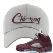 Burgundy 5s Dad Hat | Chiraq, Light Gray