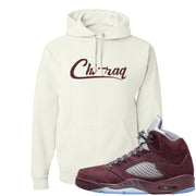 Burgundy 5s Hoodie | Chiraq, White