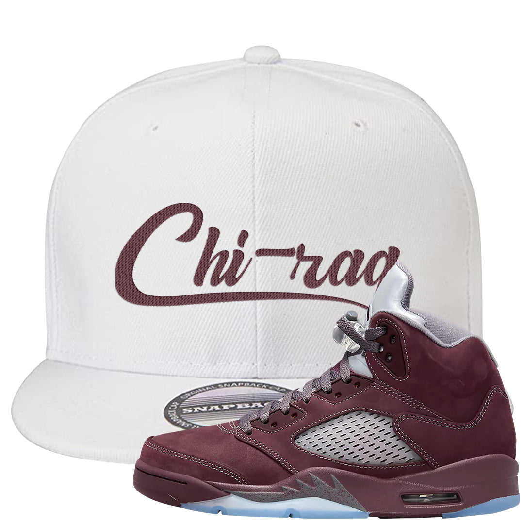 Burgundy 5s Snapback Hat | Chiraq, White