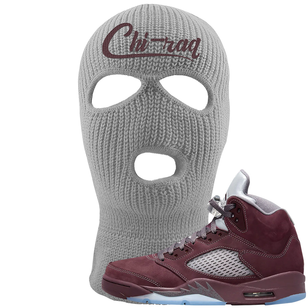 Burgundy 5s Ski Mask | Chiraq, Light Gray