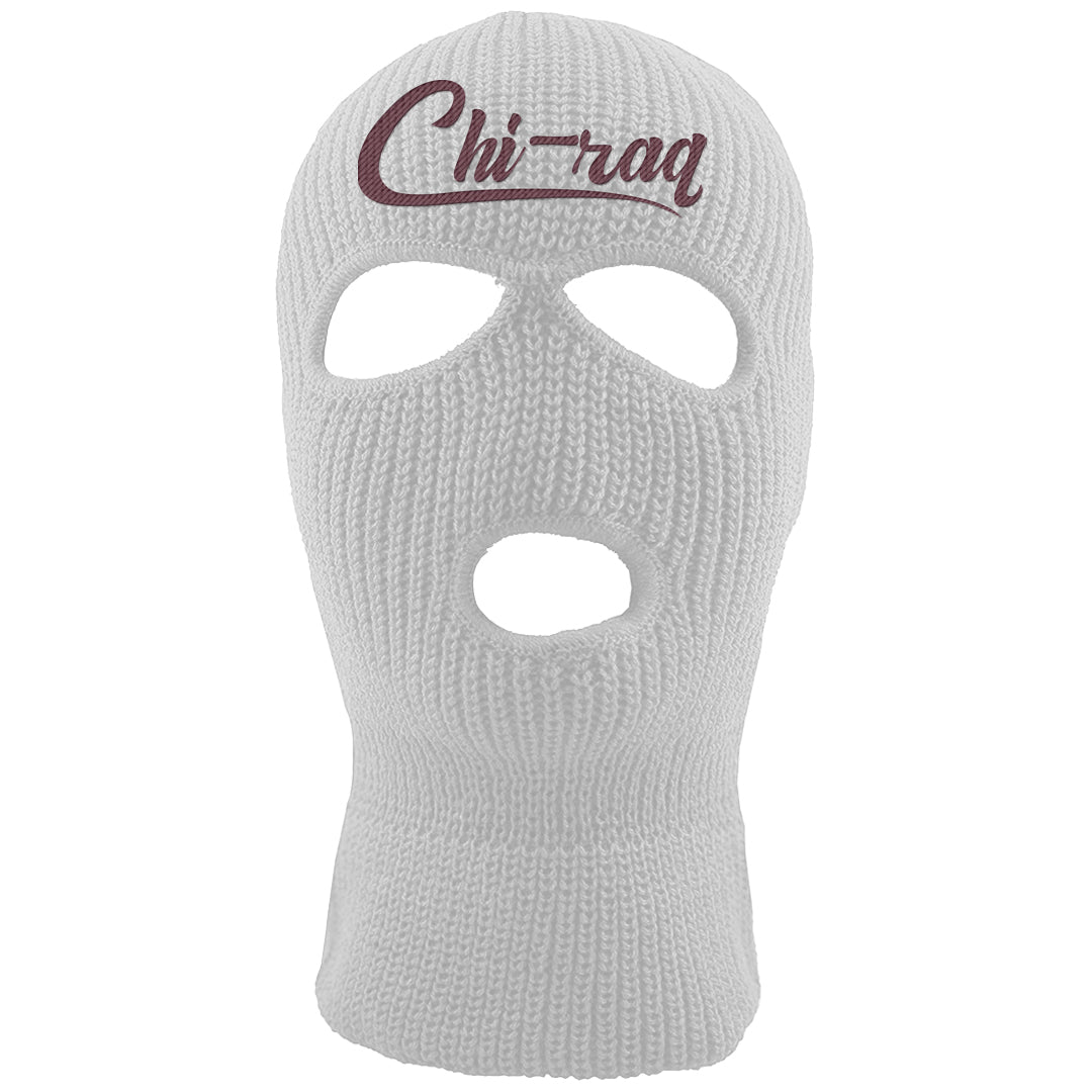 Burgundy 5s Ski Mask | Chiraq, White