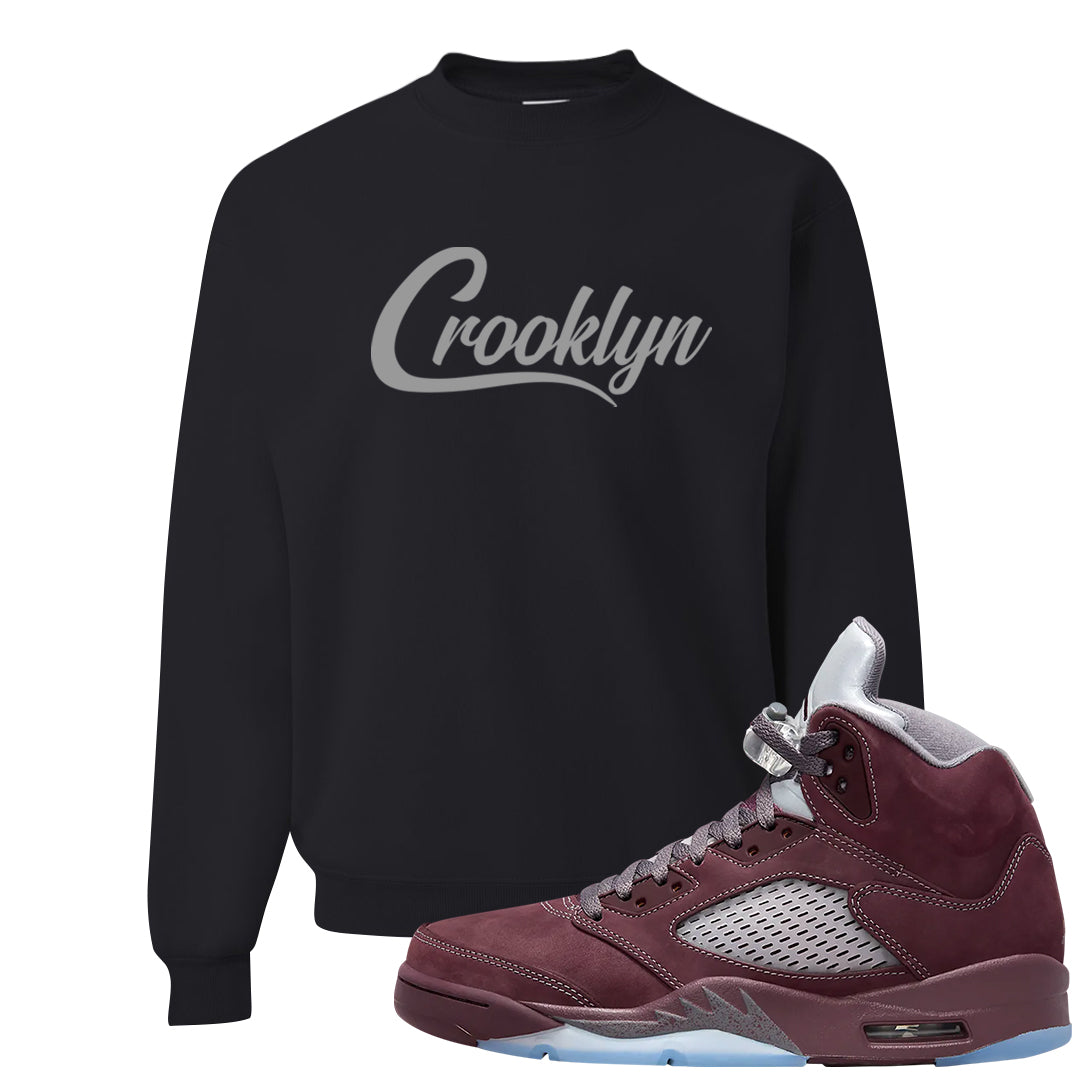Burgundy 5s Crewneck Sweatshirt | Crooklyn, Black
