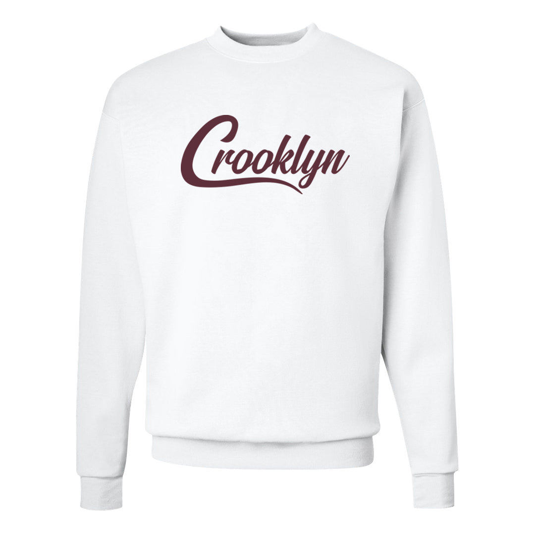 Burgundy 5s Crewneck Sweatshirt | Crooklyn, White