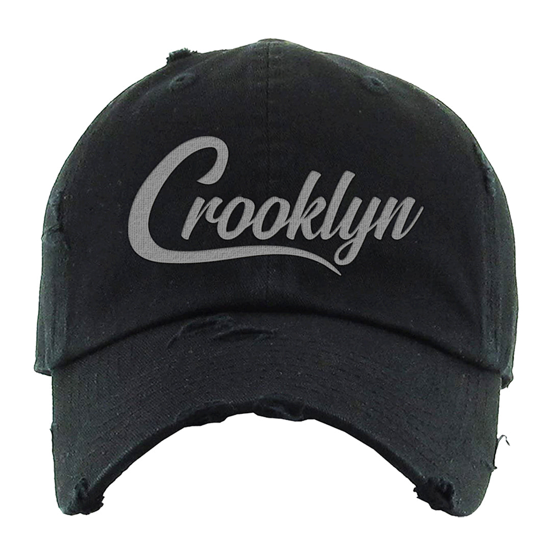 Burgundy 5s Distressed Dad Hat | Crooklyn, Black