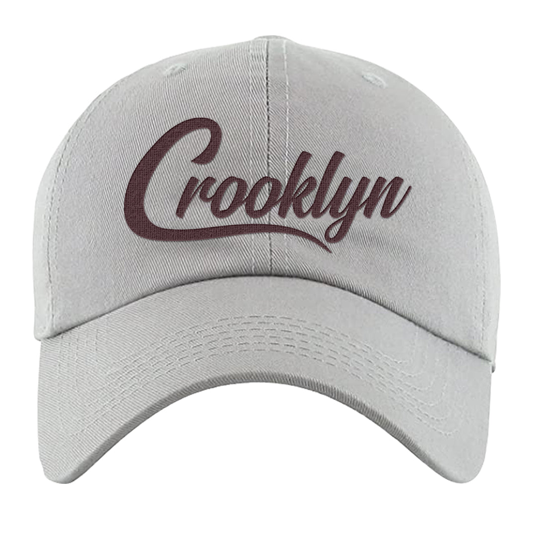Burgundy 5s Dad Hat | Crooklyn, Light Gray