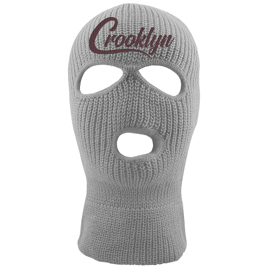 Burgundy 5s Ski Mask | Crooklyn, Light Gray