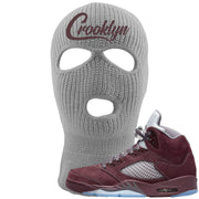 Burgundy 5s Ski Mask | Crooklyn, Light Gray